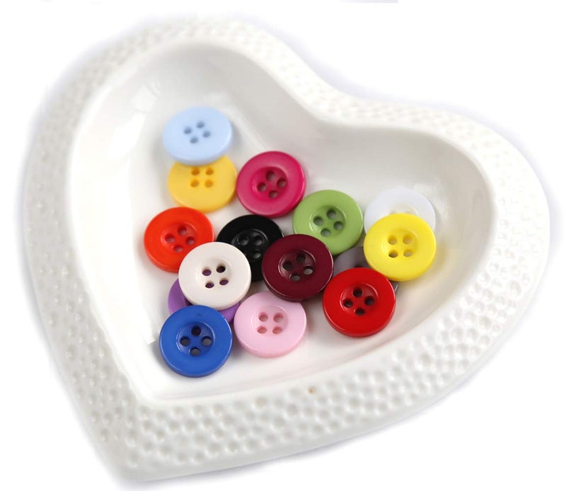 GANSSIA 5/8 Inch (15mm) Mix 15 Colors Buttons for Sewing 4 Holes Resin Button for Crafts Scrapbooking Pack of 300 PCS with Box (Each Color 20 PCS) - Image 3